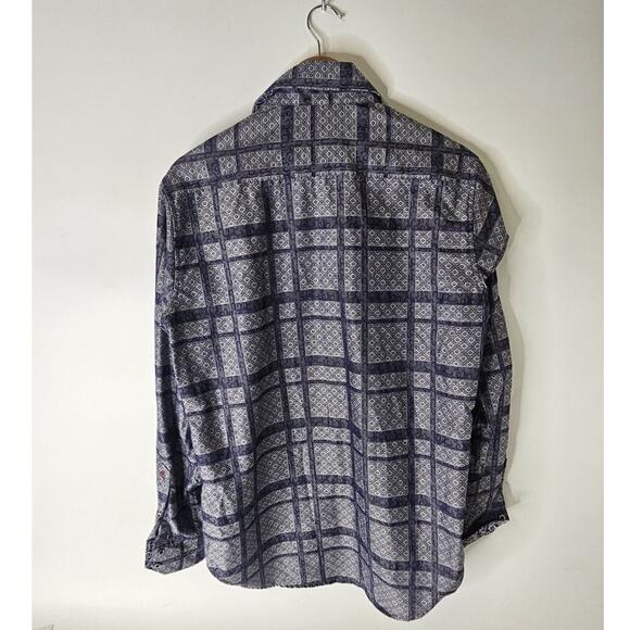 Robert Graham Shirt Mens Size Small Gray Jacquard Dormer Geometric Long Sleeve - Picture 2 of 5
